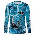 Fishing camo Fish hook Custom Long sleeve performance Fishing, sea waves camo Fishing