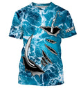 Fishing camo Fish hook Custom Long sleeve performance Fishing, sea waves camo Fishing