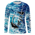 Fishing camo Fish hook Custom Long sleeve performance Fishing, sea waves camo Fishing