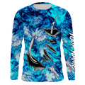 Fishing camo Fish hook Custom Long sleeve performance Fishing, blue camo Fishing