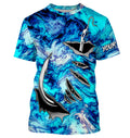 Fishing camo Fish hook Custom Long sleeve performance Fishing, blue camo Fishing