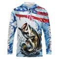 Personalized American Flag Bass Fishing, Patriotic Bass Long Sleeve Tournament Fishing