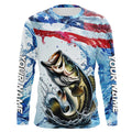 Personalized American Flag Bass Fishing, Patriotic Bass Long Sleeve Tournament Fishing