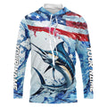 Personalized American Flag Marlin Fishing, Patriotic Marlin Long Sleeve Fishing