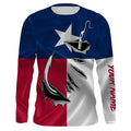 TX Fishing 3D Fish Hook Texas Flag UV protection custom long sleeves personalized fishing apparel gifts IPH1891