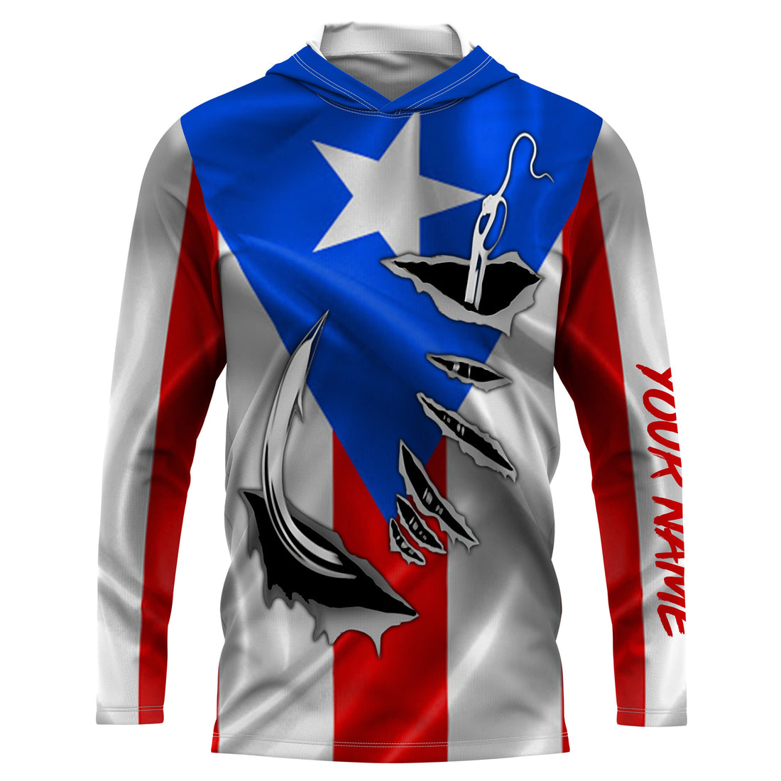 Puerto Rico Fishing 3D Fish Hook Flag UV protection custom Patriotic Fishing IPHW370