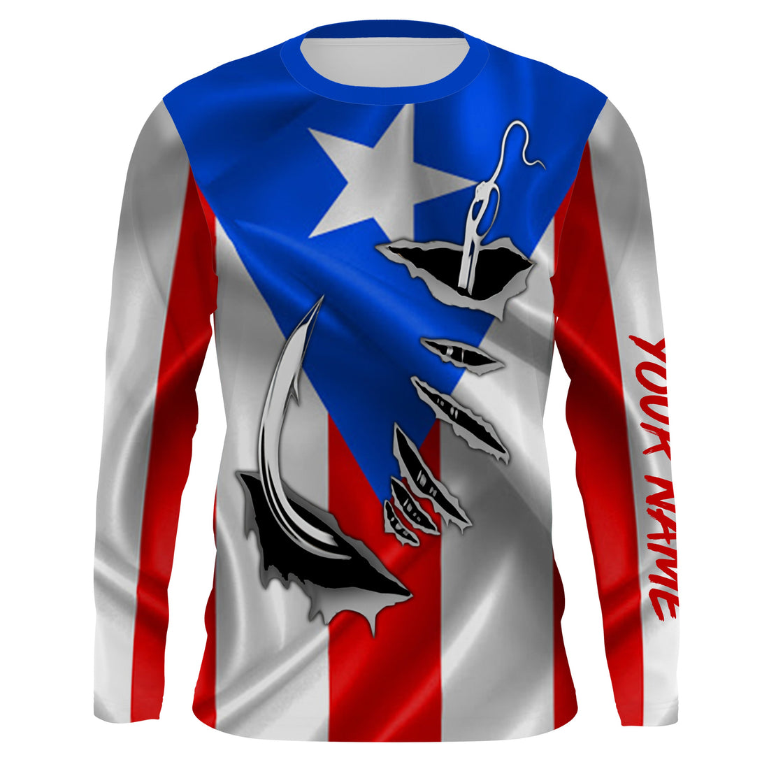 Puerto Rico Fishing 3D Fish Hook Flag UV protection custom Patriotic Fishing IPHW370