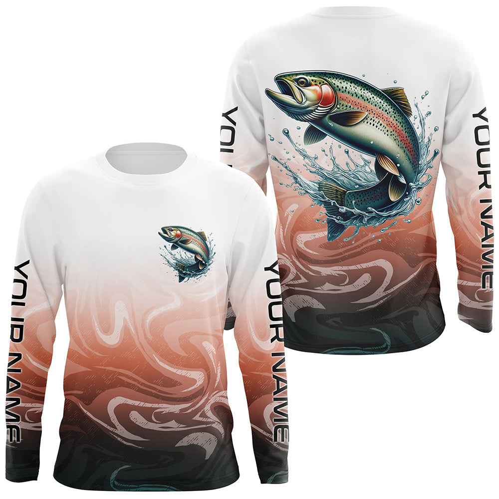 Rainbow Trout Fishing Long Sleeve Tournament, Custom Trout Fly Fishing Apparel