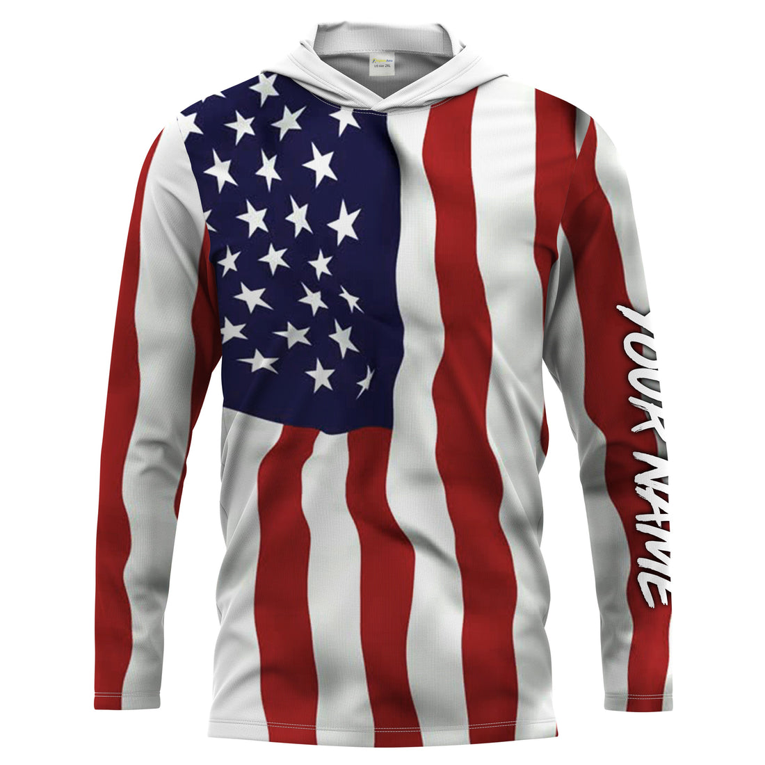 Personalized 3D American Flag Patriotic Long Sleeve performance, UV Protection