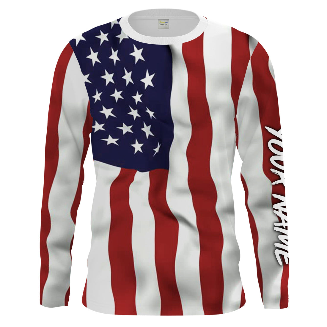Personalized 3D American Flag Patriotic Long Sleeve performance, UV Protection