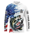 Personalized American Flag Bass Long Sleeve Fishing, Patriotic Bass Fishing