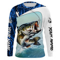 Personalized Largemouth Bass Long Sleeve Tournament Fishing, Bass Fishing | Blue Camo