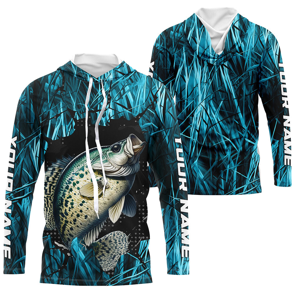 Crappie Fishing Custom Long Sleeve Tournament, Crappie Fishing | Blue Camo