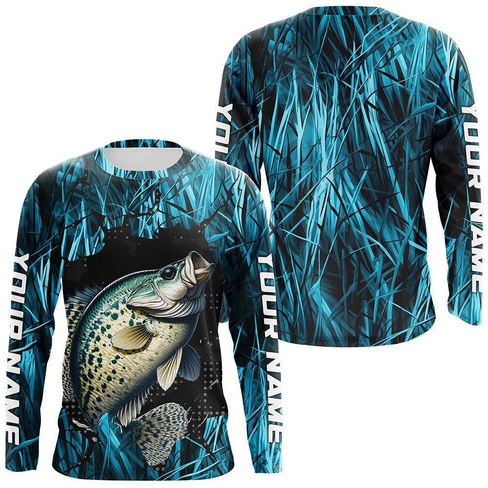 Crappie Fishing Custom Long Sleeve Tournament, Crappie Fishing | Blue Camo