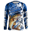 Personalized Walleye Long Sleeve Performance Fishing, Walleye Fishing | Blue Camo