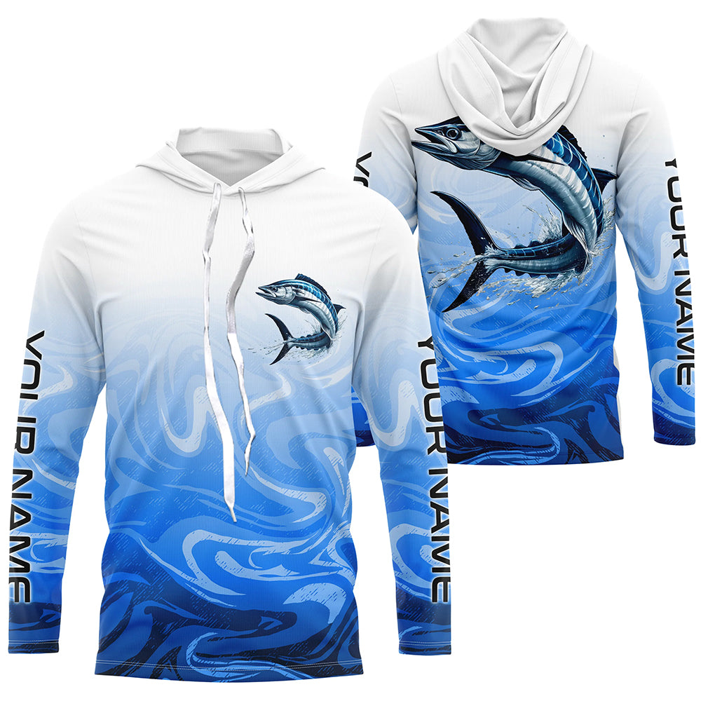 Wahoo Fishing Custom Long Sleeve Performance, Wahoo Saltwater Fishing Apparel | Blue Camo