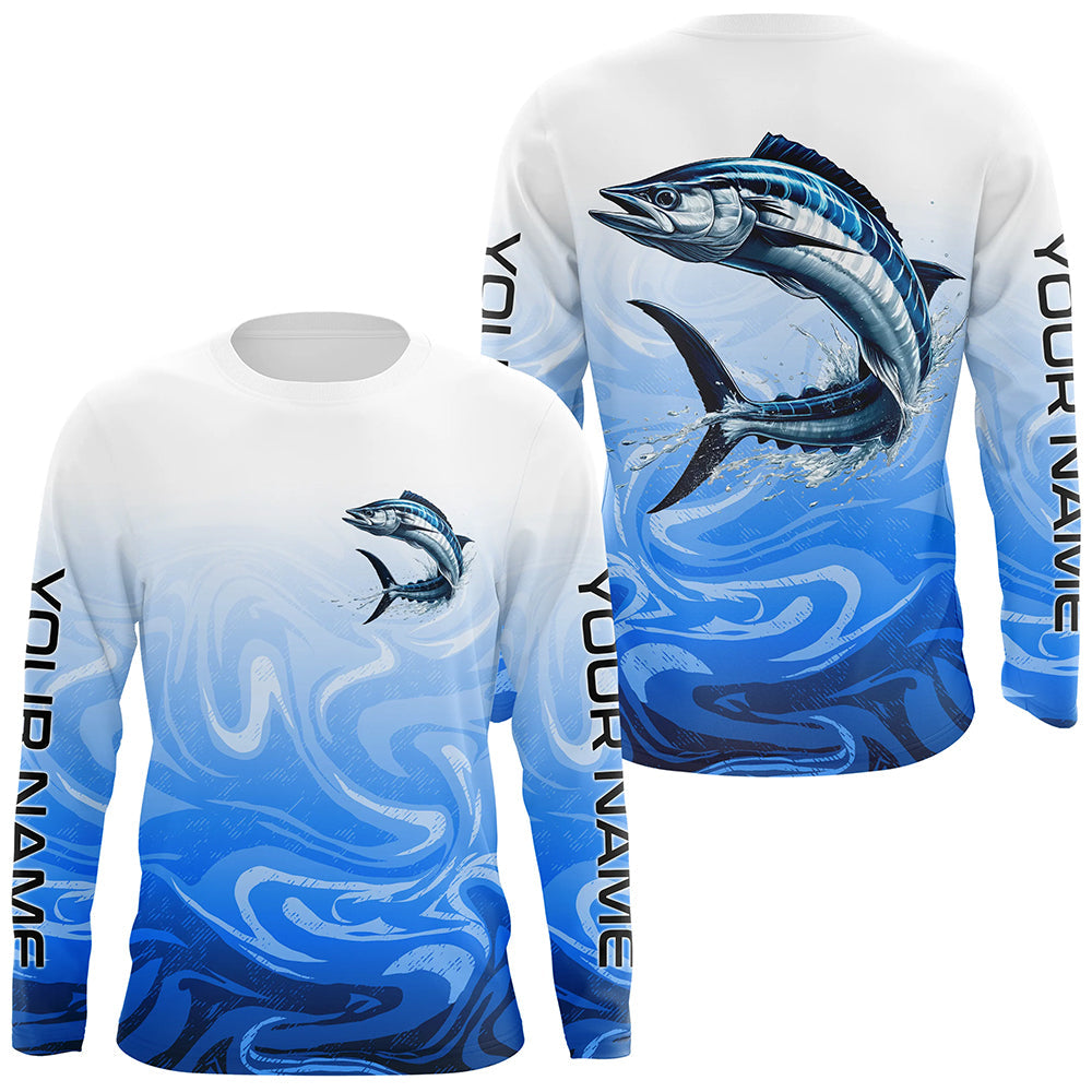 Wahoo Fishing Custom Long Sleeve Performance, Wahoo Saltwater Fishing Apparel | Blue Camo