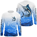 Marlin Fishing Custom Long Sleeve Performance, Marlin Saltwater Fishing Apparel | Blue Camo