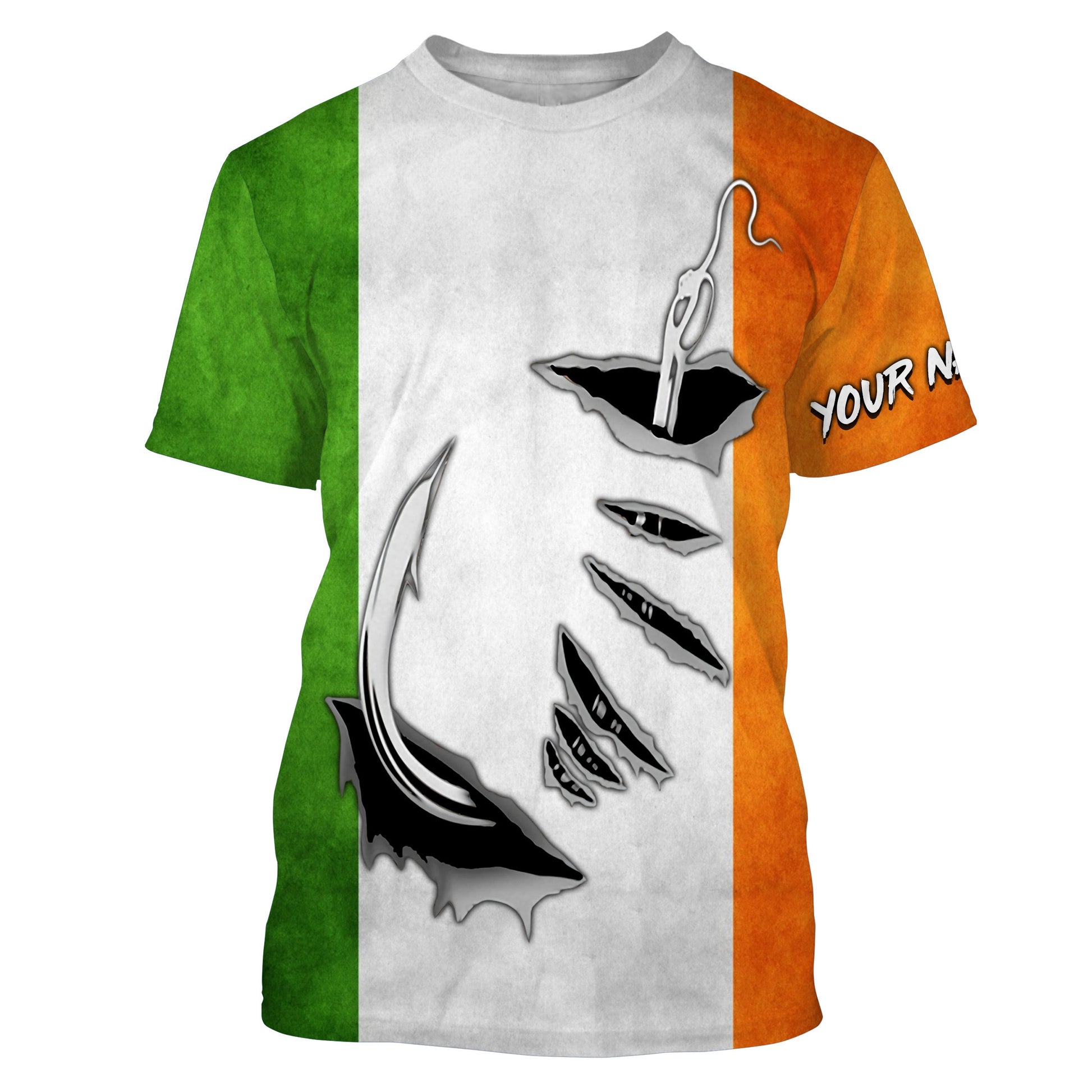 Fishing hook Ireland Flag Long Sleeve Fishing, Personalized Patriotic Fishing gifts