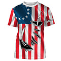 3D Fish Hook Old American Flag Custom Fishing, Patriotic Long Sleeve Fishing