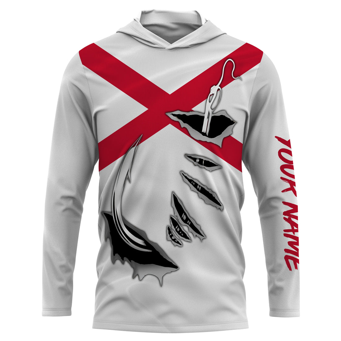 AL Fishing 3D Fish Hook Alabama Flag UV protection Custom long sleeves Fishing IPH1914