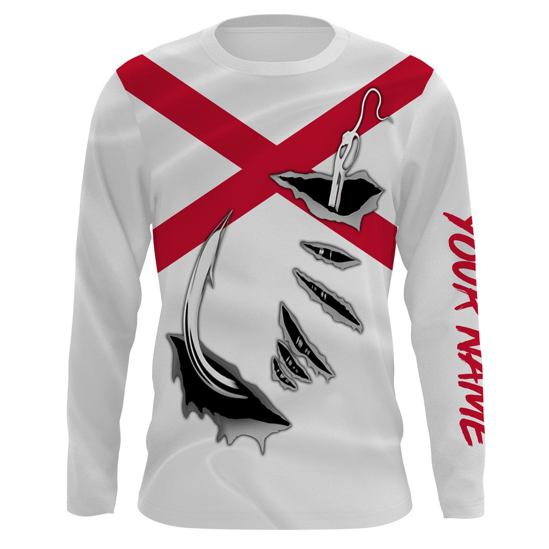 AL Fishing 3D Fish Hook Alabama Flag UV protection Custom long sleeves Fishing IPH1914
