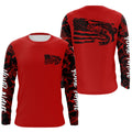 Red Camo US Flag Largemouth Bass Custom Patrotic Fishing T-Shirts, Bass Fishing