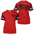 Red Camo US Flag Largemouth Bass Custom Patrotic Fishing T-Shirts, Bass Fishing