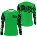 Green Camo US Flag Largemouth Bass Custom Patrotic Fishing T-Shirts, Bass Fishing
