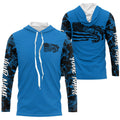 Blue Camo US Flag Largemouth Bass Custom Patrotic Fishing T-Shirts, Bass Fishing