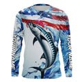 Custom Water American Flag King Mackerel Long Sleeve Fishing, Kingfish Team Fishing