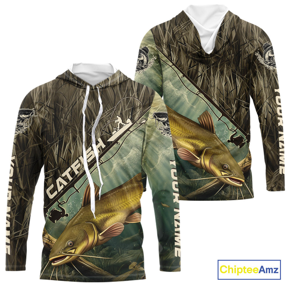 Grass Camo Custom Catfish Fishing Tournament UV Protection Fishing T-Shirts