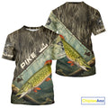 Grass Camo Custom Pike Fishing Tournament UV Protection Fishing T-Shirts