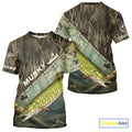 Grass Camo Custom Musky Fishing Tournament UV Protection Fishing T-Shirts