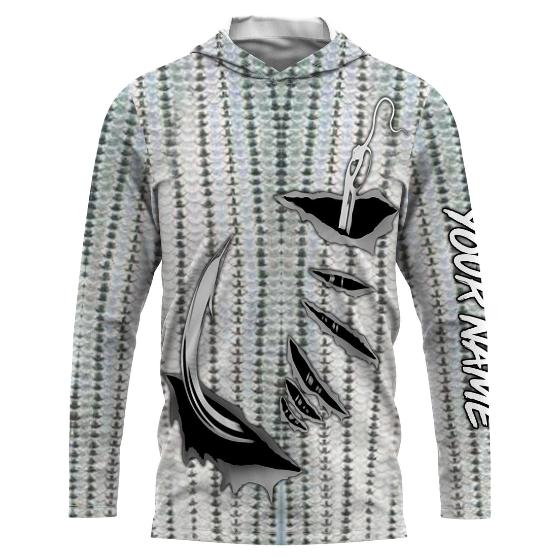 Striped Bass Fishing scales Custom Long Sleeve performance Fishing, personalized Fishing apparel - IPH1924