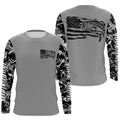 Gray Camo Us Flag Striped Bass Custom Patrotic Long Sleeve Fishing, Striper Fishing