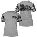 Gray Camo Us Flag Largemouth Bass Custom Patrotic Long Sleeve Fishing, Bass Fishing