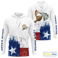 Custom Texas Flag Texas Slam Redfish, Trout, Flounder Long Sleeve Hooded UV Protection Fishing