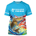 Custom US Flag Walleye Long Sleeve Hooded Fishing, Patriotic Walleye Fishing