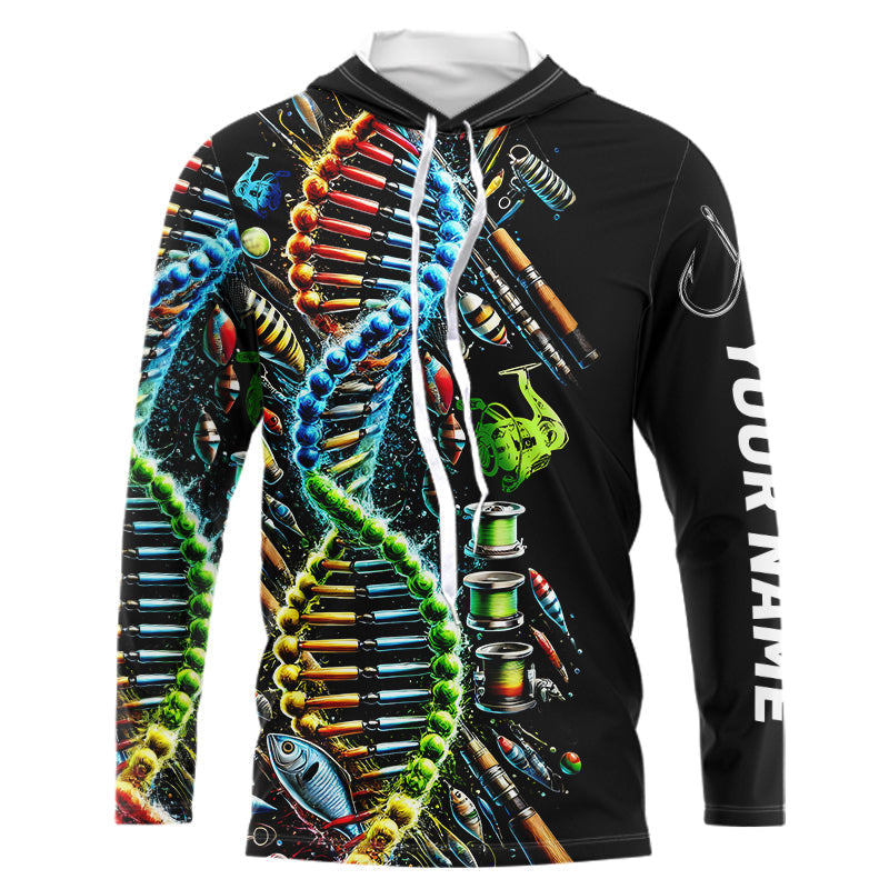 Colorful Fishing DNA Fishing Tools Custom Long Sleeve Hooded Tournament Fishing