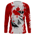 Personalized Canada flag Fish hook long sleeve performance Fishing, Canada fishing
