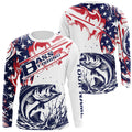 Custom American Flag Largemouth Bass Long Sleeve Hooded Fishing, Patriotic Bass Fishing
