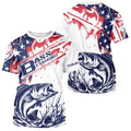 Custom American Flag Largemouth Bass Long Sleeve Hooded Fishing, Patriotic Bass Fishing