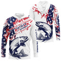 Custom American Flag Trout Long Sleeve Hooded Fishing, Patriotic Trout Fishing