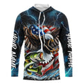 Blue Thunder Lightning US Flag Eagle Custom Patriotic Largemouth Bass Fishing T-Shirts