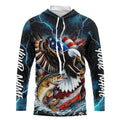 Blue Thunder Lightning US Flag Eagle Custom Patriotic Walleye Fishing T-Shirts