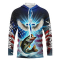 Custom Faith Largemouth Bass Patriotic Fishing T-Shirts, US Fishing