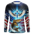 Custom Faith Walleye Patriotic Long Sleeve Tournament Fishing, US Fishing