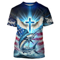 Custom Faith Marlin Patriotic Fishing T-Shirts, US Fishing