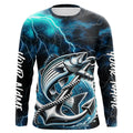 Blue Thunder Lightning Anchor Custom Nautical Striped Bass Long Sleeve Hooded Fishing